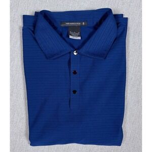 Tiger Woods Platinum Nike Golf Polo Blue Snap Button Dri-FIT Tech Shirt Mens M